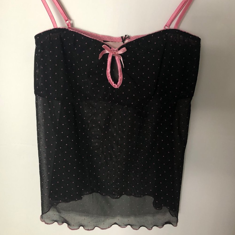 NWT VS Lingerie/Camisole Black/Pink Polka Dots – S